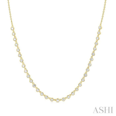 Halfway Bezel Set Diamond Tennis Necklace