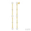 Pearl & Diamond Station Long Chain Earrings
