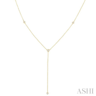 Bezel Set Diamond Station Lariat Y Necklace