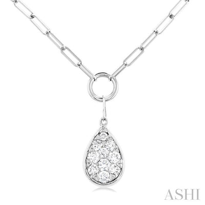 Pear Shape Lovebright Bezel Paperclip Necklace