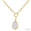 Pear Shape Lovebright Bezel Paperclip Necklace