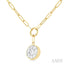 Round Shape Lovebright Bezel Paperclip Necklace