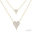 Double Heart Shape Layered Diamond Necklace