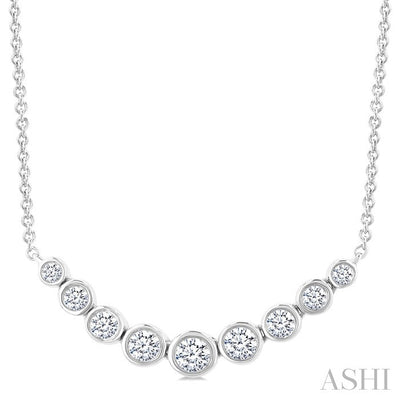 Bezel Set Graduated Diamond Smile Necklace