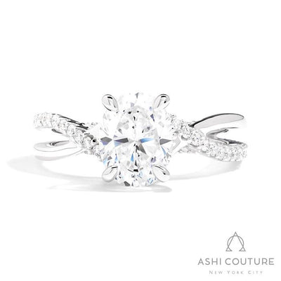 Couture Alternate Diamond Oval Bypass Semi-Mount Engagement Ring