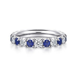 French Pave Sapphire & Diamond Eternity Band