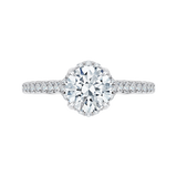 14K White Gold Diamond Floral Semi-Mount with Euro Shank to fit a Round Center