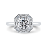 14k Round Diamond Halo Semi Mount