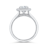 14k Round Diamond Halo Semi Mount