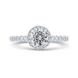 14k White Gold Diamond Semi-Mount with Halo to fit a Round Center