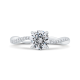 14k White Gold Diamond Semi-Mount to fit a Round Center