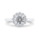 14K White Gold Floral Semi-Mount to fit a Round Center