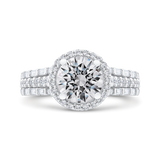 14k White Gold Diamond Semi-Mount with Halo to fit a Round Center