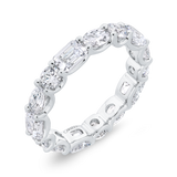 14K White Gold with Oval, Round & Emerald Diamond Eternity Ring