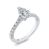 14k White Gold Diamond Semi-Mount to fit Pear Center