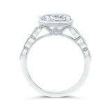 14K White Gold East-West Semi-Mount with Halo to fit a Pear Center