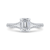 14k White Gold Semi-Mount with Split Shank and Double Halo to fit an Emerald Center