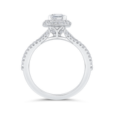 14k White Gold Semi-Mount with Split Shank and Hidden Halo to fit an Emerald Center