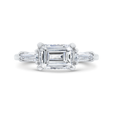 14K White Gold Semi-Mount to fit an Emerald Center with Taper Baguette side Diamonds