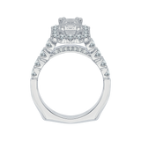 14k White Gold Diamond Halo Semi Mount to fit an Oval Center