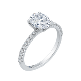 14K White Gold Diamond Floral Semi-Mount to fit Oval Center