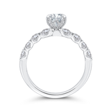 14K White Gold Diamond Semi-Mount to fit Oval Center