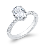 14K White Gold Semi-Mount with Diamond Halo to fit an Oval Center