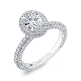 14K White Gold Diamond Halo Semi-Mount to fit an Oval Center