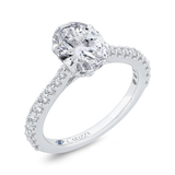 14K White Gold Diamond Semi-Mount to fit Oval Center