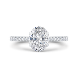 14K White Gold Diamond Semi-Mount to fit Oval Center