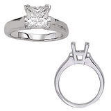 Four prong solitaire blank setting in 14K White gold (2 Carat Center Sold Separately)