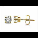 .75 Ctw Round Diamond Stud Earrings, 4 prong setting in 14Kt Yellow Gold.