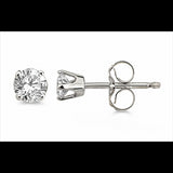 1.00 Ctw Round Diamond Stud Earrings, 4 Prong Setting in 14Kt White Gold.  Good Quality.