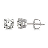 1.50 Ctw Round Diamond Stud Earrings, 4 prong setting in 14Kt White Gold.  Fine Quality.