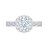 14K White Gold 1/2 ct Diamond Carizza Semi Mount Engagement Ring to Fit Round Center