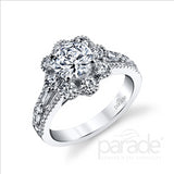Parade Design 1 Ctw Diamond Semi-Mount Ring in 18K White Gold