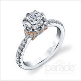 Parade Design 3/8 Ctw Diamond Semi-Mount Ring in 18K White & Rose Gold