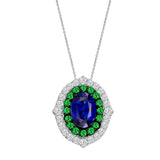 Sapphire & Tsavorite Round Diamond Necklace