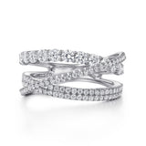  14K WG Diamond Layered Criss-Cross Ring - 1.20 cttw