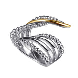 14K YG and Sterling Silver Bujukan Multiple Row Bypass Ring