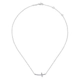 Horizontal Curved Diamond Cross Necklace