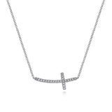 14K WG Horizontal Curved Diamond Cross Necklace - 0.17 cttw, $975