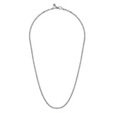 22" Sterling Silver Solid Men's Link Chain Necklace