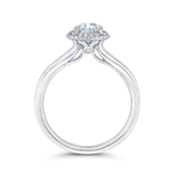 14K White Gold Round Cut Diamond Halo Engagement Ring