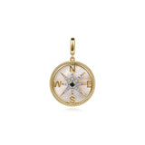 Diamond & Blue Sapphire Mother-of-Pearl Compass Medallion Pendant