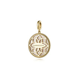 Diamond & Blue Sapphire Mother-of-Pearl Compass Medallion Pendant