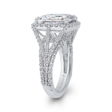 14K White Gold Diamond Halo Semi-Mount to fit an Emerelad Center