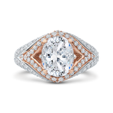 14K Two-Tone White and Rose Gold Oval Diamond Semi-Mount with Split Shank