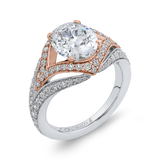 14K Two-Tone White and Rose Gold Oval Diamond Semi-Mount with Split Shank