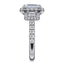 Emerald-cut Diamond Halo Three Stone Engagement Ring